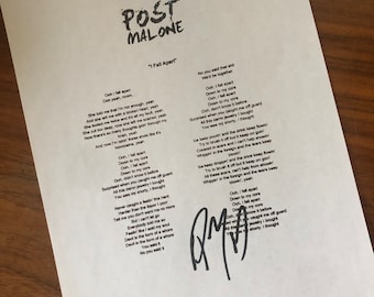 Post Malone lyrics I FALL APART signed Post Malone reprint autograph