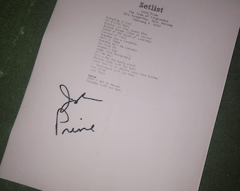 John Prine Signed Reprodution setlist of 2020 Oslo Norway show