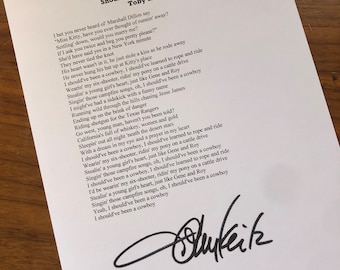 Toby Keith Should Have Been A Cowboy signed reproduction autograph Lyrics