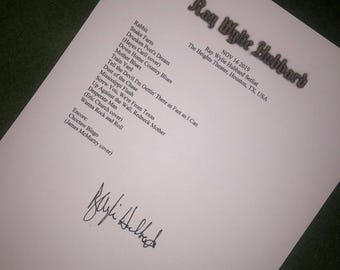 Ray Wylie Hubbard signed setlist 2019 reprint setlist