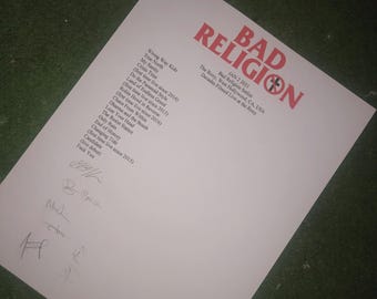 Bad Religion setlist  Decades 01-02-2021 autographed reprint setlist