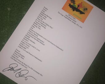 Jack Johnson setlist 2004 autographed reprint setlist