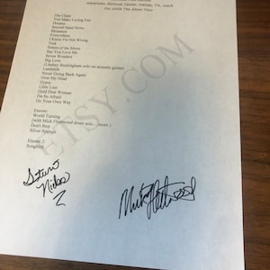 Fleetwood Mac signed Stevie Nicks and Mick Fleetwood reprinted Setlist 2015 Dallas