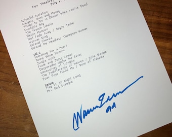 Warren Zevon signed reprinted Setlist 1993 Boulder Colorado