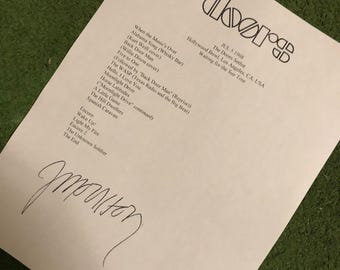 Doors Setlist Jim Morrison Signed Reprint autograph 1968