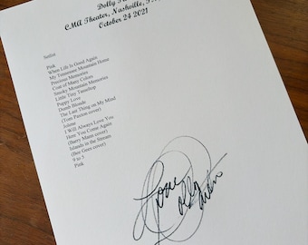 Dolly Parton setlist reprint from 2021 Nashville show 9 to 5 Joline