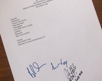 Joy Division signed reprinted Setlist 1980 England