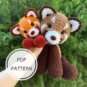 Crochet Sitting Red Panda Amigurumi Pattern | Jungle Crochet Pattern Tutorial | Red Panda Plushie Crochet Pattern
