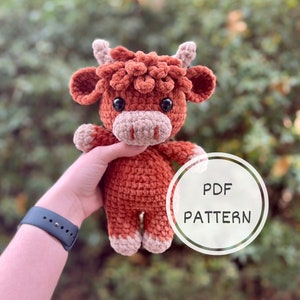 Crochet Highland Cow Amigurumi Pattern | Farm Animal Crochet Pattern | Cow Plushie Crochet Pattern