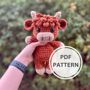 Crochet Highland Cow Amigurumi Pattern | Farm Animal Crochet Pattern | Cow Plushie Crochet Pattern