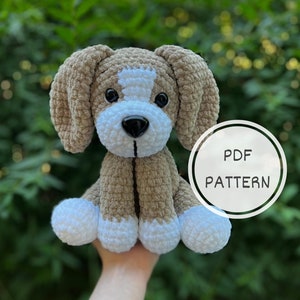 Padrão de amigurumi de cachorrinho de crochê | Padrão de crochê para cachorro | Padrão de crochê de animal de fazenda | Padrão de crochê de pelúcia para cachorro