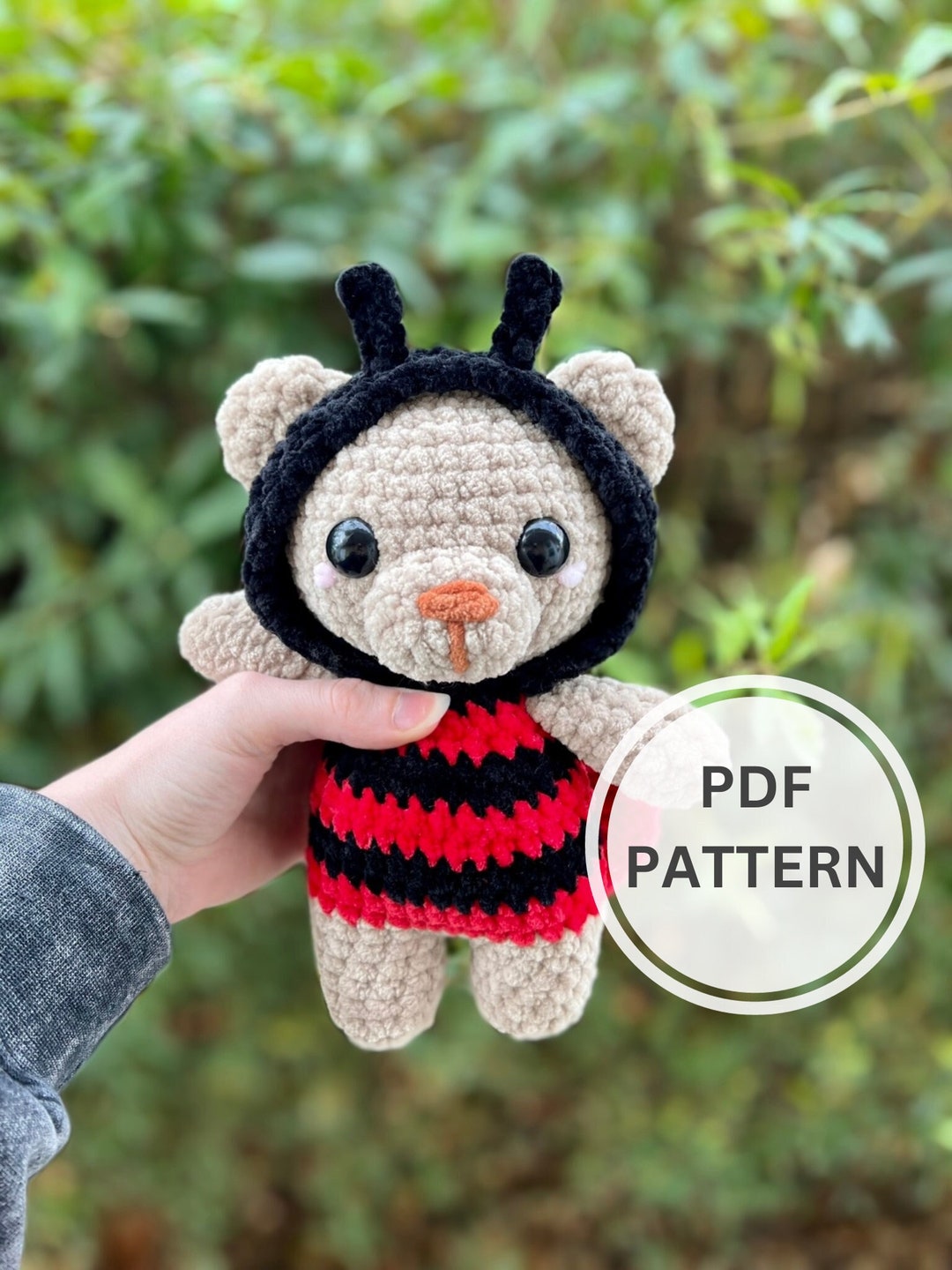 Crochet Ladybug Bear Amigurumi Pattern Love Bug Crochet Pattern Bear ...