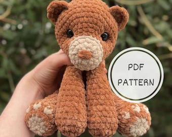 Crochet Sitting Bear Amigurumi Pattern | Crochet Pattern Tutorial | Woodland Plushie Crochet Pattern | Low Sew Crochet Pattern