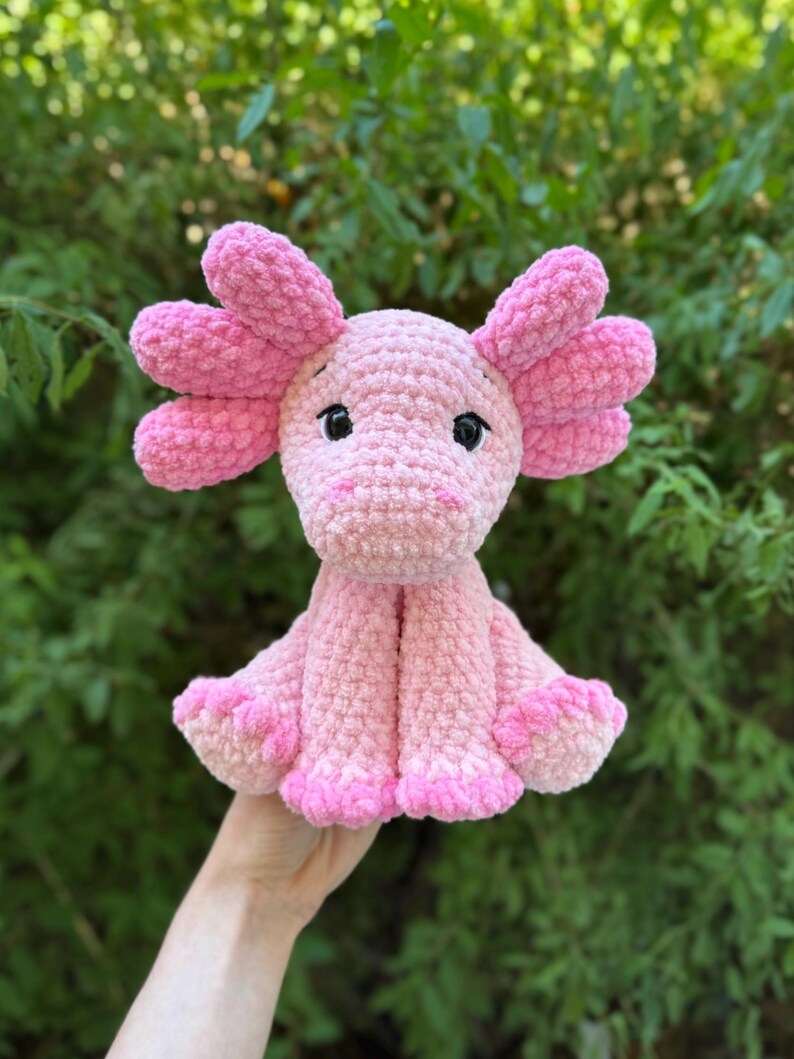 Virkad sittande Axolotl Amigurumi-mönster | Handledning för virkmönster med låg söm | Virkmönster för Axolot Plushie bild 6