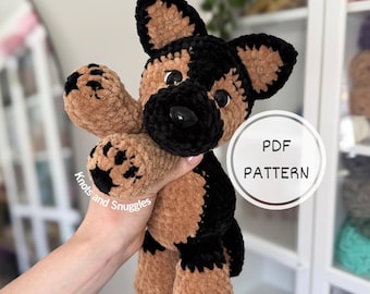 Crochet Floppy German Shepherd Pattern No Sew Dog Stuffed Animal Amigurumi Tutorial