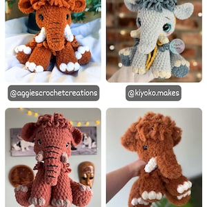 Crochet Sitting Woolly Mammoth Pattern Amigurumi Stuffed Animal Tutorial image 6