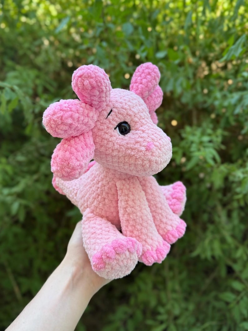 Virkad sittande Axolotl Amigurumi-mönster | Handledning för virkmönster med låg söm | Virkmönster för Axolot Plushie bild 7