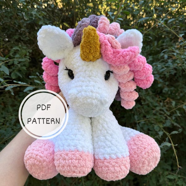Crochet Sitting Unicorn Pattern Fantasy Amigurumi Stuffed Animal Tutorial