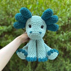 Virkad sittande Axolotl Amigurumi-mönster | Handledning för virkmönster med låg söm | Virkmönster för Axolot Plushie bild 5