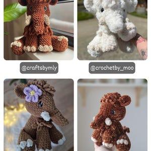 Crochet Sitting Woolly Mammoth Pattern Amigurumi Stuffed Animal Tutorial image 8