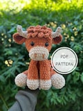 Crochet Sitting Highland Cow Amigurumi Pattern | Farm Animal Crochet Pattern | Cow Plushie Crochet Pattern