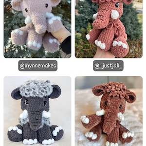 Crochet Sitting Woolly Mammoth Pattern Amigurumi Stuffed Animal Tutorial image 7