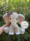 Crochet Sitting Elephant Pattern Safari Amigurumi Stuffed Animal Tutorial