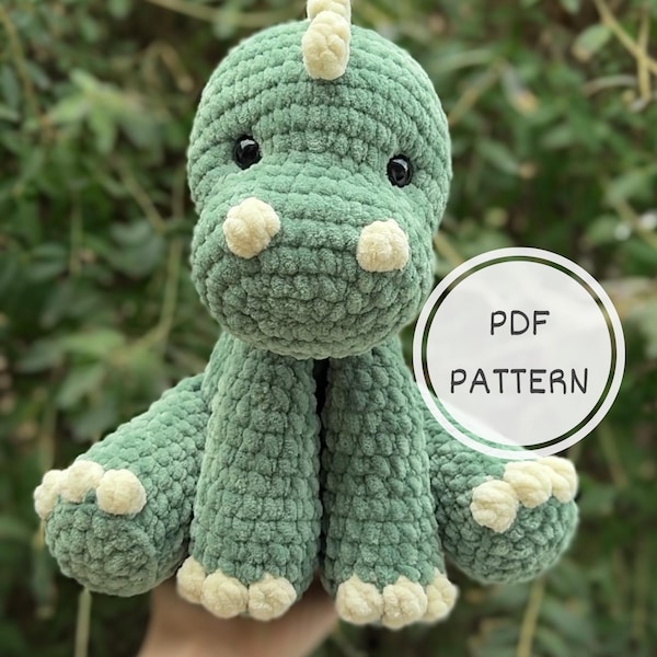 Crochet Sitting Dinosaur Pattern Dino Amigurumi Stuffed Animal Tutorial