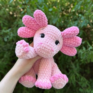 Virkad sittande Axolotl Amigurumi-mönster | Handledning för virkmönster med låg söm | Virkmönster för Axolot Plushie bild 8