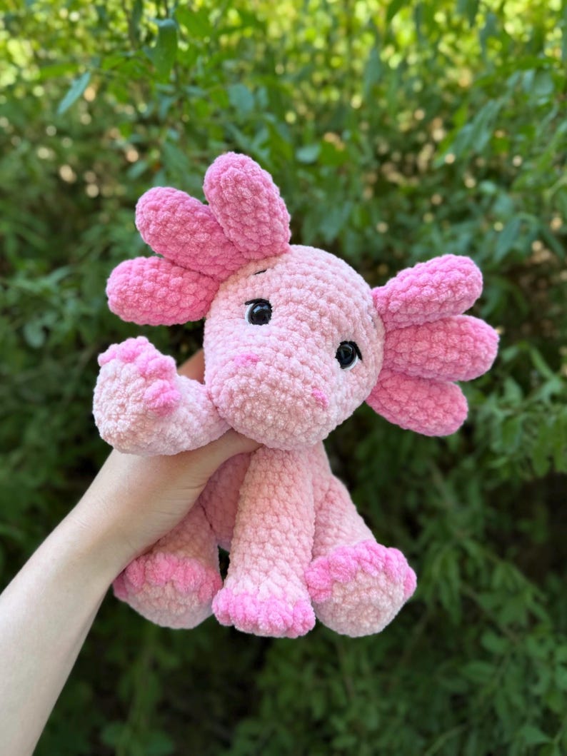 Virkad sittande Axolotl Amigurumi-mönster | Handledning för virkmönster med låg söm | Virkmönster för Axolot Plushie bild 8