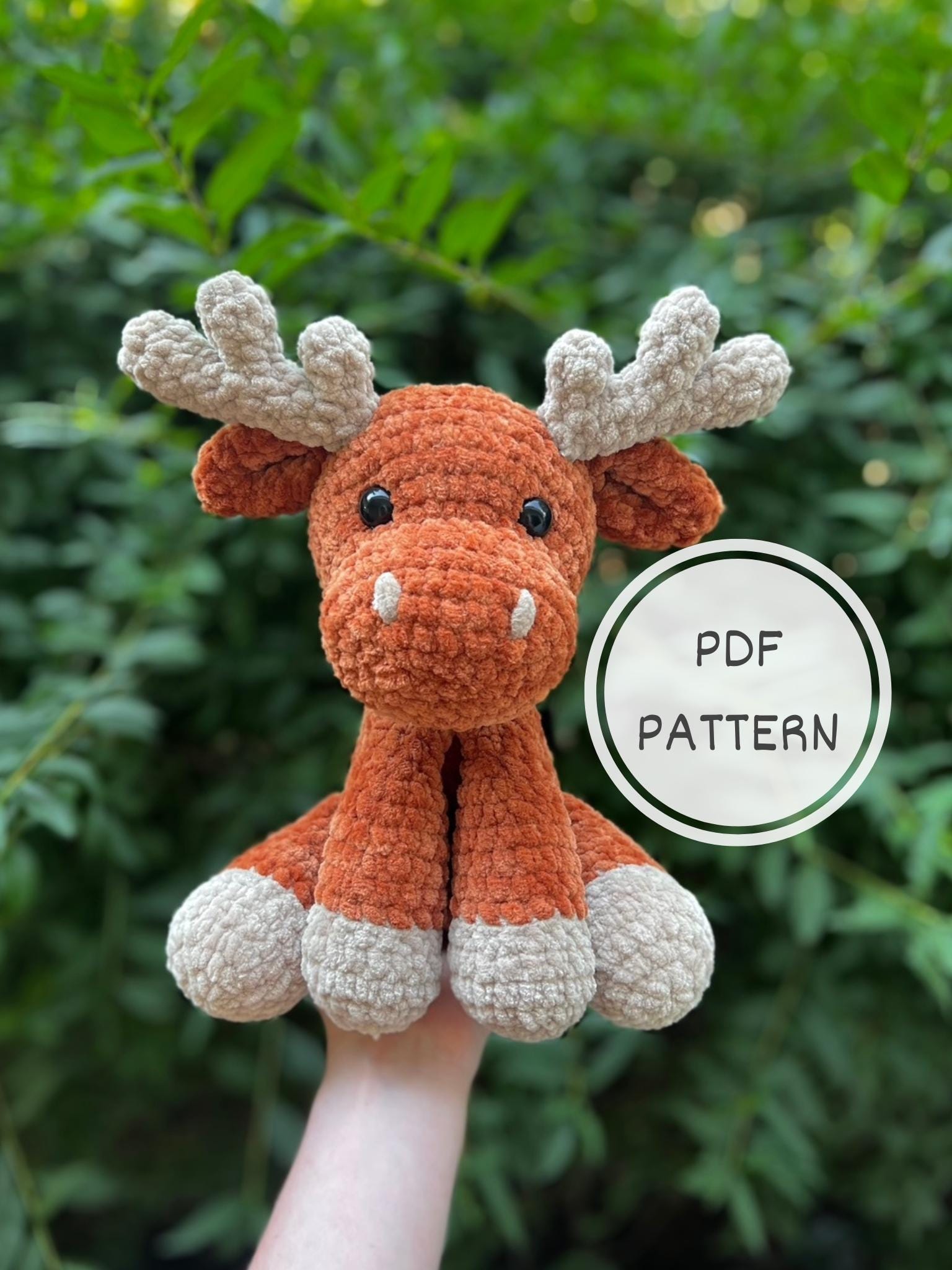 35 Moose Crochet Patterns: Woodland Amigurumi, Loveys, Plushies, and More 34 Crochet Sitting Moose Pattern Woodland Amigurumi Stuffed
