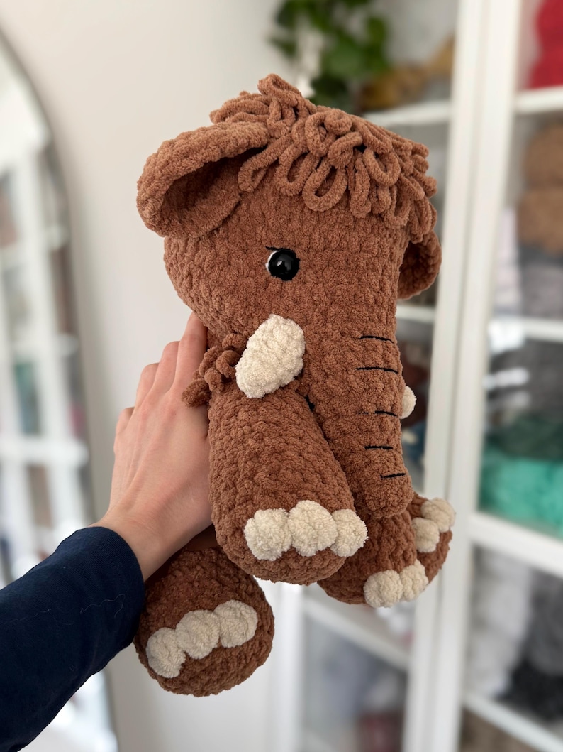 Crochet Sitting Woolly Mammoth Pattern Amigurumi Stuffed Animal Tutorial image 4