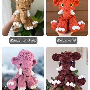 Crochet Sitting Woolly Mammoth Pattern Amigurumi Stuffed Animal Tutorial image 9