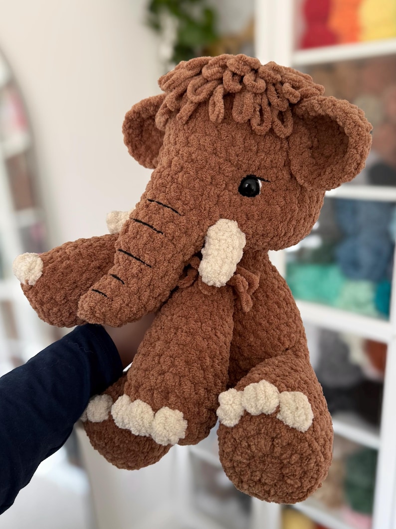Crochet Sitting Woolly Mammoth Pattern Amigurumi Stuffed Animal Tutorial image 5