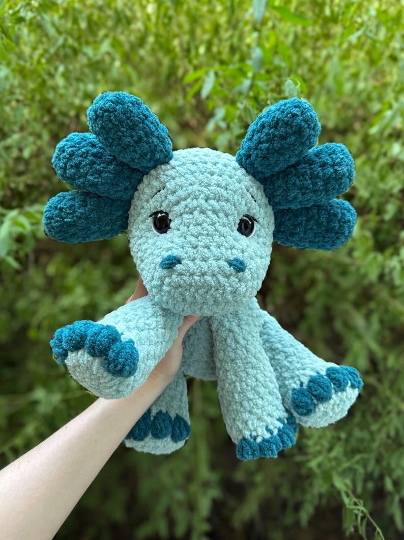 Virkad sittande Axolotl Amigurumi-mönster | Handledning för virkmönster med låg söm | Virkmönster för Axolot Plushie bild 4