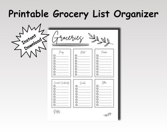 Printable Grocery List Template PDF Instand Download - Etsy