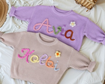 Custom Baby Name Sweater,Embroidered Baby Sweater With Name,Toddler Sweater Name,Baby Coming Home Outfit,Baby Shower Gift,Newborn Gift