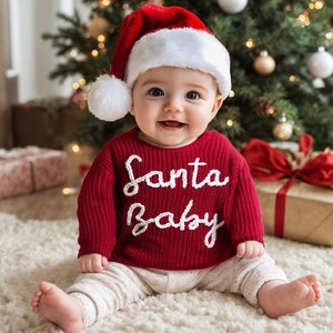 Personalized Baby Name Sweater,Custom Christmas Baby Sweater With Name,Santa Baby Outfit,Baby Shower Gift,Christmas Baby Gift,Gift For Baby