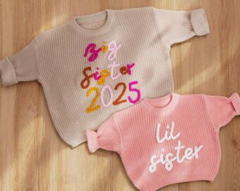 Personalized Baby Name Sweater,Custom Baby Sweater With Name,Newborn Sweater,Big Sister,Lil Sister,Baby Announcement,Gift For Daughter