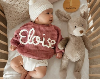 Personalized Baby Name Sweater,Baby Knit Sweater With Name,Newborn Sweater,Baby Coming Home Outfit,Baby Shower Gift,Newborn Gift,Baby Gift