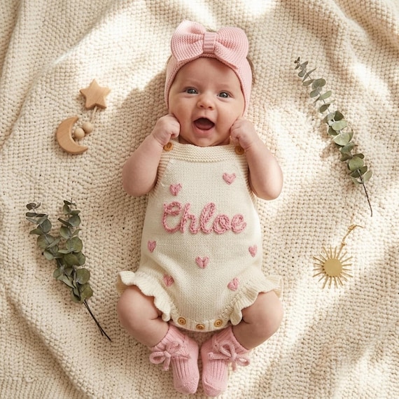 Personalized Baby Girl Romper, Custom Name Baby Romper, Baby Summer Outfit,Baby Girl Gifts, Ruffled Romper Baby, Newborn Coming Home Outfit