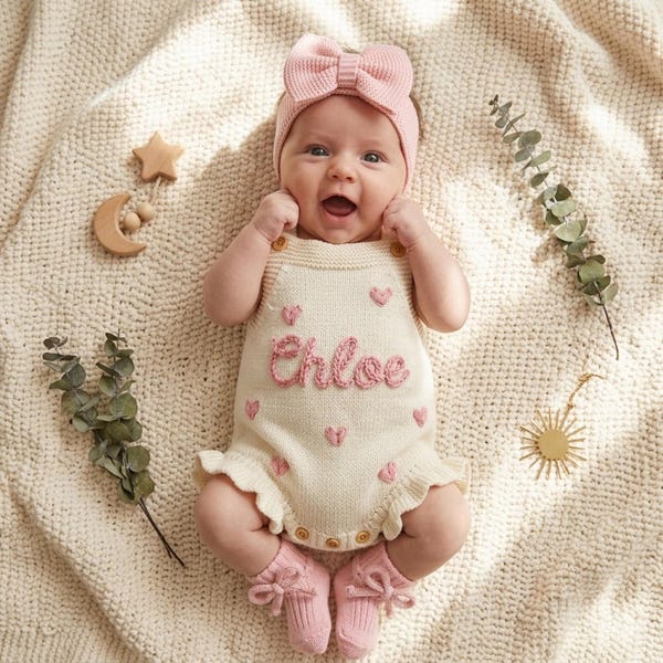 Personalized Baby Girl Romper, Custom Name Baby Romper, Baby Summer Outfit,Baby Girl Gifts, Ruffled Romper Baby, Newborn Coming Home Outfit