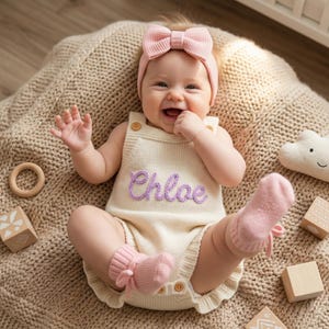 Personalized Baby Girl Romper, Custom Name Baby Romper, Baby Summer Outfit,Baby Girl Gifts, Ruffled Romper Baby, Newborn Coming Home Outfit image 9