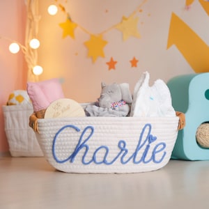 Personalized Baby shower gift basket, baby Gift Basket Rope Cotton Basket, Baby Gift Basket Toy Basket Storage Basket ,Baby Girl Name Gift