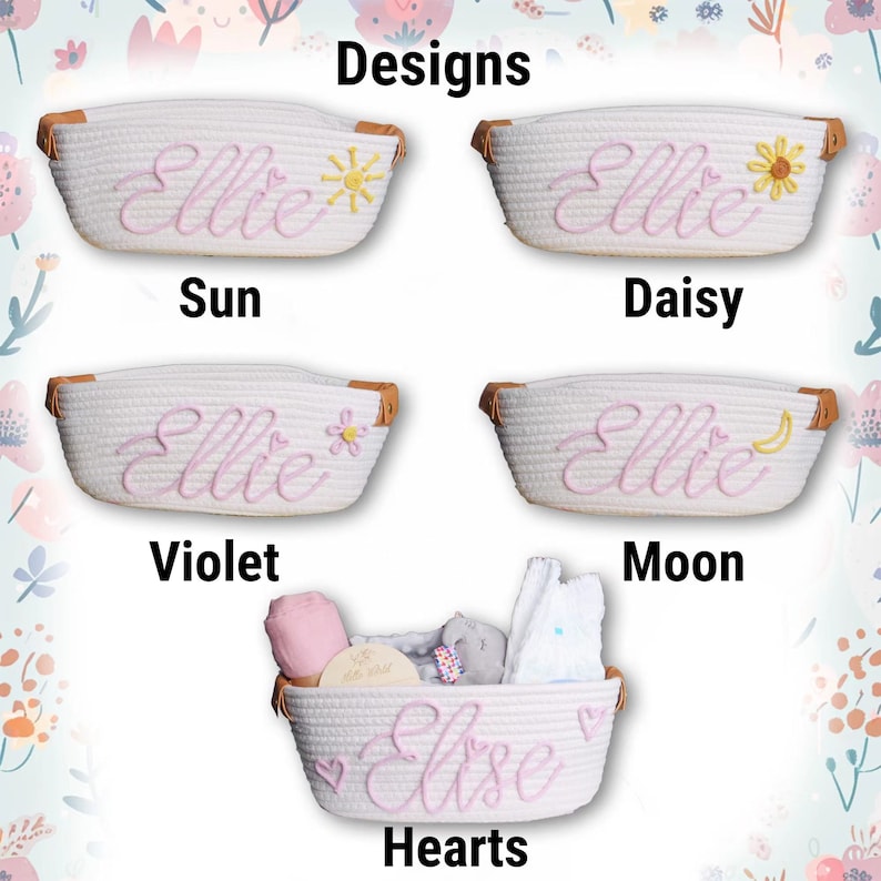 Panier cadeau personnalisé pour baby shower, panier cadeau pour bébé, panier en coton en corde, panier cadeau pour bébé, panier à jouets, panier de rangement, cadeau prénom pour bébé image 7