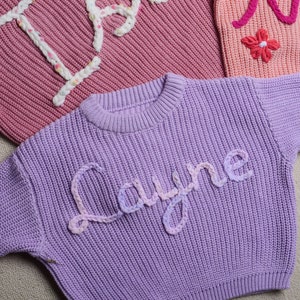 Custom Name Baby Sweater, Personalized Hand Embroidered Baby Sweater, Cute Baby Sweater , Baby Shower Gift, Birthday Gift For Baby Girls Boy zdjęcie 5