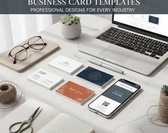 Minimalist Business Card Template, Modern Clean Design, Canva Editable (Instant Download)
