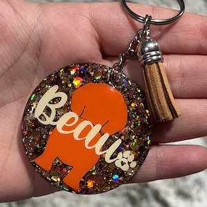 Customized/Personalized Dog Silhouette Acrylic Keychain with Tassel! You Choose Glitter and Vinyl Colors! Over 50 Breeds! Perfect for gifts!
