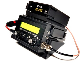 QMX/ATU-10/Talentcell 3000 combo carrier - integrates radio, battery, tuner - tuner swivels forward for operating, sideways for stowing!