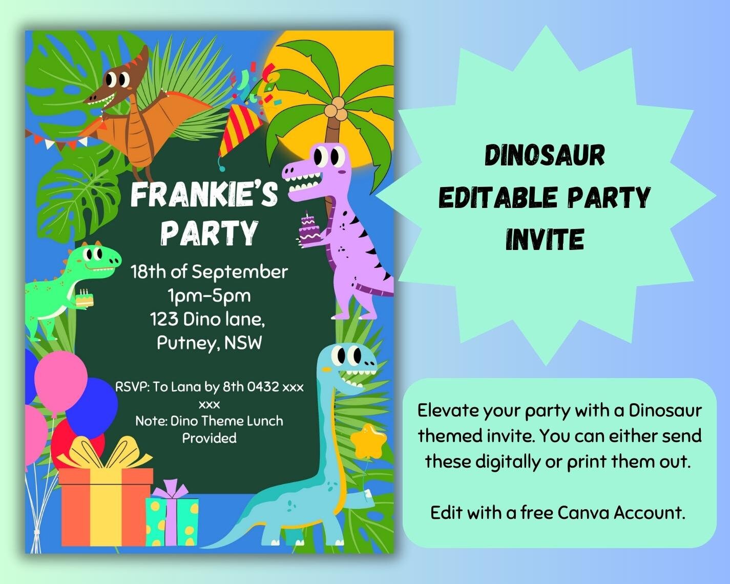 The Ultimate Dinosaur Party Bundle Printable Instant Digital Download ...